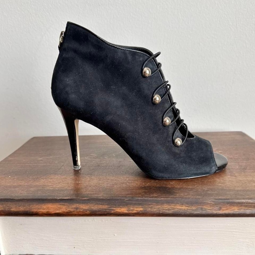 Black Suede Peeptoe‎ Heel Size 8